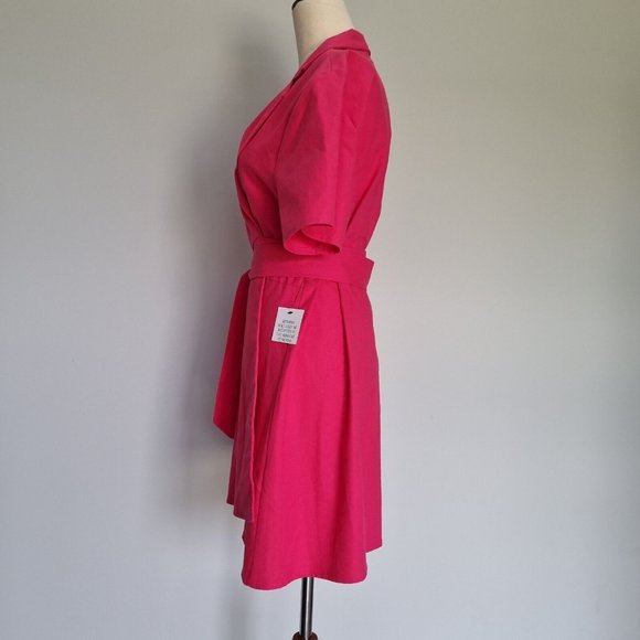 The Fated Pink Linen Blend Wrap Blazer Mini Dress Size 12 - Picture 3 of 6